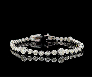 Joyería Fina, Pulsera de Plata 925 con Diamantes, con 6 Diamantes Centrales Redondos Cultivados en Laboratorio CVD y Diamantes Laterales, Piedras con Certificación HRD - Product Image 3