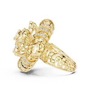 Anillo de Compromiso y Boda de Oro Amarillo de 18 Quilates con Diamantes Tallados de Laboratorio, Chapado en Rodio, Certificado por IGI - Product Image 4