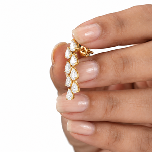 Luxury Women's 18K Gold Plated Moissanite Pear Cut Drop <b>Earrings</b> Wedding Jewelry Claw Setting Water Drop Style - Product Image 3
