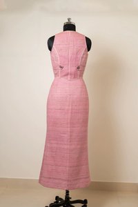 Conjunto Coordinado de Alta Calidad para Mujer, Color Rosa, con Adornos, Top Corto de Diseñador, Falda Maxi con Abertura Lateral de Cintura Alta, Atuendo de Moda para Fiesta - Product Image 2