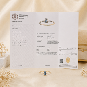 Bague élégante en or massif 14 carats de style ethnique, certifiée IGI, avec diamant de laboratoire et topaze bleue de Londres, bijoux pour femmes - Product Image 6