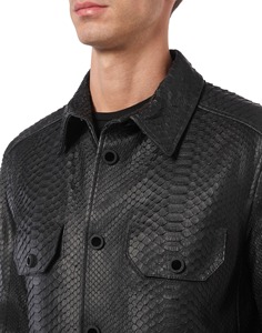 Chaqueta de Cuero Genuino con Textura de Pitón para Hombre, Estilo Motero Premium, Servicio de Muestras de Fábrica OEM ODM Disponible a Nivel Global - Product Image 5
