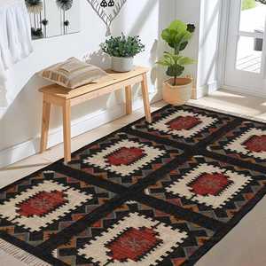 Lightweight and Stylish <b>Runners</b> <b>Rug</b> | Hand Woven Jute-Woolen Kilim <b>Rugs</b> for Living Room Bedroom & Study - Product Image 1