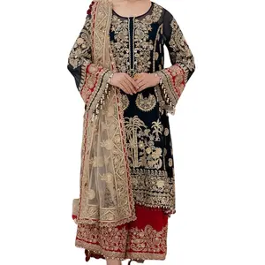 インドとパキスタンのスタイルの重いemrbiodary、レースとパッチの仕事を含む最高品質のベストセラーブランドの女性服