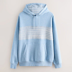 เสื้อฮู้ดผู้ชายสีฟ้าอ่อนแบบซิป ป้องกันรอยยับ ดีไซน์บุซับใน ทรงปกติ ผ้าฝ้ายเฟรนช์เทอร์รี่ สวมใส่สบายในฤดูหนาว มีกระเป๋า - Product Image 5