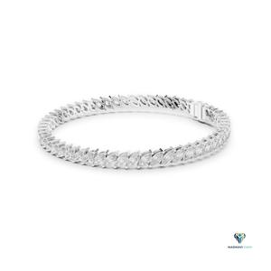 8.40 CT White <b>Gold</b> Marquise Lab Grown Diamond Bracelet in 18K <b>Solid</b> <b>Gold</b>, 7 Inch Statement Tennis Bracelet - Product Image 5