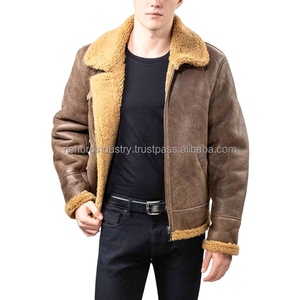 Chaqueta de Cuero con Forro de Borrego para Hombre, Ligera, Cálida, de Manga Larga, Estilo Motociclista, Nueva Colección de Invierno, Fabricada en Fábrica OEM - Product Image 5