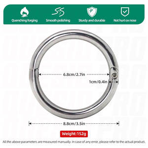 Anneau nasal autobloquant pour bovins 3,5 pouces – Anneau nasal robuste pour taureau – Usage vétérinaire et équine – Élevage de bétail - Product Image 2