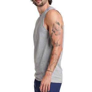 Camiseta sin mangas de algodón para hombre, deportiva de verano, 100% algodón, sin mangas, para hombres de mediana edad y mayores, con absorción de humedad. - Product Image 3