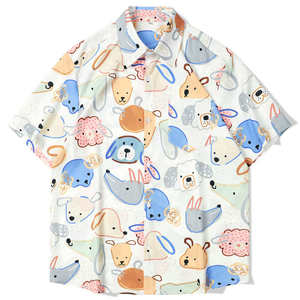 Custom Print Quick Dry Short Sleeve <b>Bowling</b> Men'S Button up Hawaiian Shirts - Product Image 1