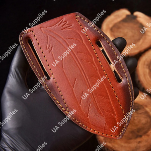 Étui à couteau en cuir de vachette véritable cousu main de haute qualité, avec passant de ceinture OEM, pour lame fixe, chasse, camping, EDC, UA - Product Image 3
