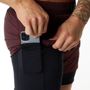 Ropa de entrenamiento para hombres, pantalones cortos deportivos de secado rápido de dos capas para gimnasio con lado transpirable de poliéster, pantalones cortos deportivos para entrenamiento al aire libre - Product Image 4