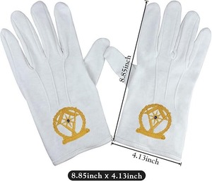 Freemason <b>White</b> Cotton Gloves Freemasonry Regalia Accessory Fabric type Cotton Machine Embroidered - Product Image 3