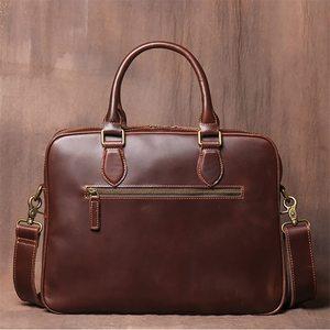 Bolso Mensajero de Cuero Grande, Resistente e Impermeable, con Cierre de Cremallera, para Uso Profesional, Todas las Temporadas, Color Marrón, Diseño con Bolsillos y Hebilla - Product Image 3