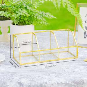 Wholesale Luxury Glass Brass Tabletop <b>Storage</b> Organizer <b>Box</b> for Weddings and Home Decorations - Product Image 2