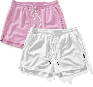 Shorts de sport décontractés pour hommes 2026 à taille élastique, respirants, mi-taille, en polyester tricoté, couleur unie, avec bande latérale, sublimation personnalisée - Product Image 2