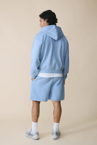 Meilleures ventes : Sweat à capuche personnalisé pour homme, bleu ciel, entièrement zippé, en molleton de coton, coupe oversize à épaules tombantes, style streetwear décontracté, pour l'hiver, marque privée - Product Image 3