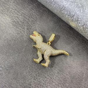 Collier pendentif Hip Hop en forme de dinosaure Tyrannosaurus Rex, serti de pierres, bijou fantaisie - Product Image 5