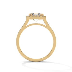 Women's 14K Solid Gold Lab Grown Diamond Halo <b>Ring</b> Emerald Cut Engagement Wedding Jewelry - Product Image 2