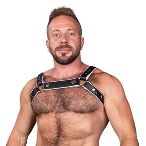 Arnés de Pecho de Cuero para Hombre, Negro, Ajustable, de Cuero Premium, Estilo Club - Product Image 5