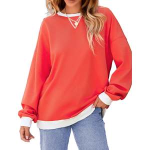 Sweat-shirts color block en gros pour femmes, col rond, manches longues, coupe oversize, pulls décontractés pour l'automne, 100% coton, 280 GSM - Product Image 5