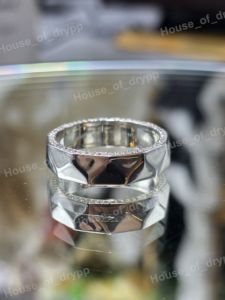 VVS Moissanite Diamond Geometric Eternity Band <b>Ring</b> In 925 <b>Silver</b> With Pave <b>Set</b> Minimalist Design Unisex Everyday Wear - Product Image 4