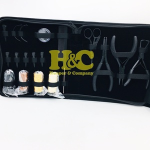 HOOPER and COMPANY Kit d'outils professionnels en acier inoxydable pour extensions de cheveux avec micro-perles, fil et pochette - Product Image 1