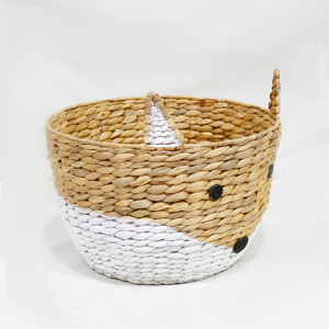 Eco-Friendly Water Hyacinth Animal Shaped Kids Toy <b>Laundry</b> Storage <b>Basket</b> Open Top Multifunction Design - Product Image 4