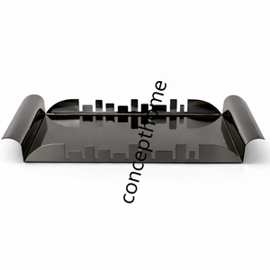 ถาดเสิร์ฟทรงกลมสำหรับร้านอาหาร ทำจากสแตนเลสสีดำเงา สวยงาม ทนทาน ใช้ซ้ำได้ - Product Image 1