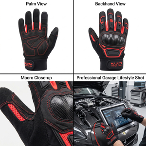 Gants de mécanicien professionnels robustes certifiés EN388, anti-choc, armure TPR, haute dextérité, compatibles écran tactile, antidérapants, en polyester - Product Image 4