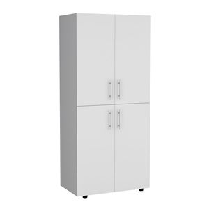 Armoire de 70 pouces blanche avec portes doubles, 6 étagères, 2 tiges de suspension - Product Image 1