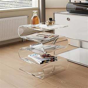 2025 Factory Price Modern Wavy Shaped Acrylic <b>Glass</b> <b>Shelf</b> for Book Display Stand Organizer Customizable Size Color for Home - Product Image 3