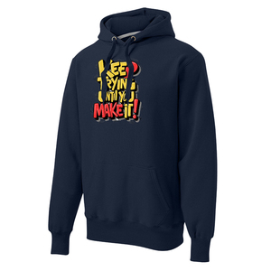 Sweat-shirt à capuche bleu marine pour homme, imprimé 'Keep Trying Until You Make It', en coton décontracté, coupe classique, pour l'automne - Product Image 6