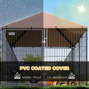 Gabbia per Cani Grande da Esterno 3,4m x 1,4m x 1,6m con Ciotole Girevoli Regolabili in Altezza e Tettoia Impermeabile Anti-UV - Product Image 5