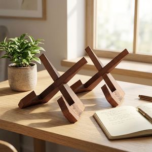 Support pour ordinateur portable en bois en forme de X, support d'écran multifonctionnel pour bureau à domicile - Product Image 1