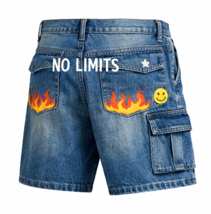 Customized logo Men's Summer Denim Shorts New Arrival Solid <b>Pattern</b> Loose Heavy Wash Casual Stitching Pants Button Closure - Product Image 2