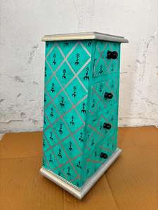 Boîte de rangement décorative à double tiroir en fibres végétales peinte à la main, organisateur multifonctionnel vintage fait main pour la décoration de la maison - Product Image 4