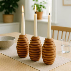 NEw set of 3 wooden candle holder premium design unique trending home decor candle <b>tea</b> <b>light</b> here - Product Image 1