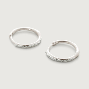 AE176 Boucles d'oreilles créoles minimalistes fines en argent sterling 925 avec zircon pavé, pour femme, bijoux raffinés pour le quotidien - Product Image 3