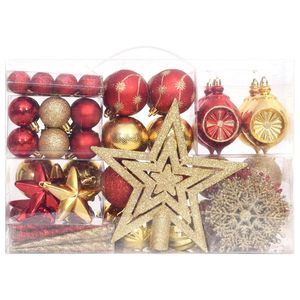 Juego de Adornos Navideños Rojos y Dorados, Bolas de Plástico Premium y Adornos para Árbol - Product Image 2
