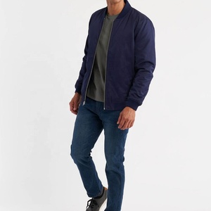 Blouson bomber bleu marine pour homme, fermeture éclair, col montant, style décontracté, coupe classique, couleur unie, matière polyester, vêtement d'automne - Product Image 5