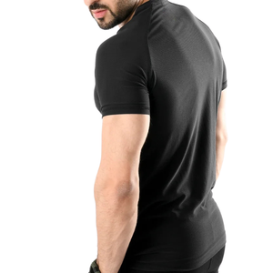 T-shirt de sport en maille noire à séchage rapide pour homme, extensible dans les 4 sens, anti-transpiration, coupe droite, pour la gym, l'entraînement et le sport - Product Image 6