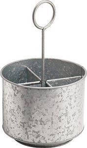 Cesta de almacenamiento redonda de acero galvanizado estilo rústico con 4 compartimentos divididos y asa superior para condimentos de cocina - Product Image 5