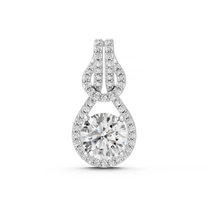 10K <b>Solid</b> <b>Gold</b> Rhodium Plated IGI Certified Lab Grown Diamond Brilliant Cut Halo <b>Pendant</b> Necklace Women Wedding Classic Elegant - Product Image 1