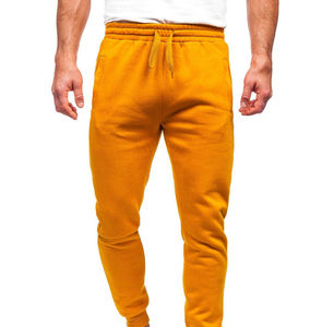 Men's Mustard Fleece Sweatpants Elastic Waist Drawstring Side Pockets Casual Joggers Autumn Midweight Knitted Fit - Product Image 5