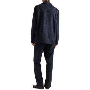 New Men's Cowhide Suede Caban <b>Jacket</b> Luxury Western Suede Trucker <b>Jacket</b> custom OEM Private Label Manufacturer leather good - Product Image 3