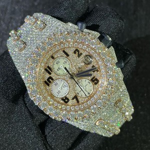 Relojes Clásicos Unisex Hechos a Mano con Diamantes Moissanite VVS1, Correa de Acero Inoxidable, Esfera Analógica Mecánica - Product Image 1