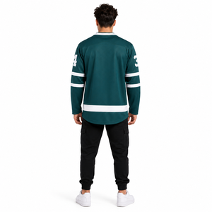 เสื้อฮอกกี้น้ำแข็ง โพลีเอสเตอร์ 100% สำหรับผู้ใหญ่ ไซส์พลัส ยูนิเซ็กซ์ แขนยาว ระบายอากาศได้ดี ซับเหงื่อ สำหรับฤดูหนาว สีพื้น ด้านหน้า - Product Image 3