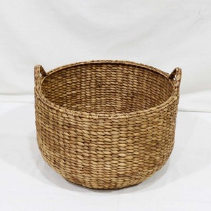 Hot Selling Water Hyacinth Laundry <b>Basket</b> Round Storage <b>Hamper</b> With Woven Handles - Product Image 6