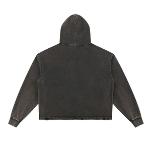 Sudadera con Capucha Unisex de Algodón Grueso, Estilo Urbano, Oversize, Lavado Ácido, Marrón, Ajuste Holgado, Vintage, Informal - Product Image 6